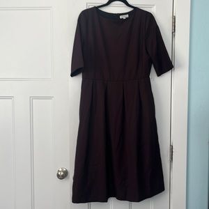 Maroon and black knee length dress